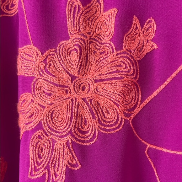 Gianni Bini Fuschia Orange Floral Embroidered Shift Dress Sz S - Picture 4 of 9